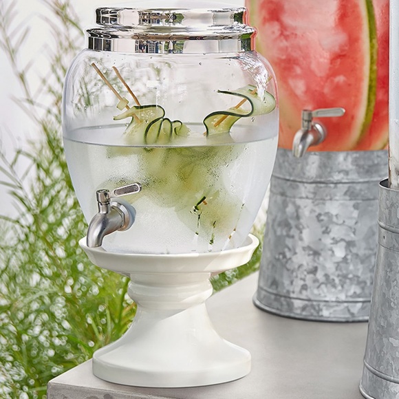 Pottery Barn Classic Glass 7.5 qt Drink Dispenser with Silver Spout and … - Picture 4 of 16
